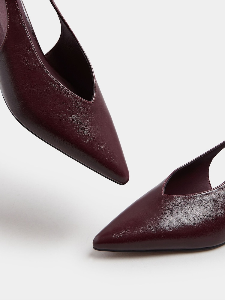 Long Tall Sally Red V Cut Kitten Slingback Heel Shoes - Image 5 of 5
