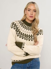 Long Tall Sally Natural Fairisle Jumper - Image 1 of 5