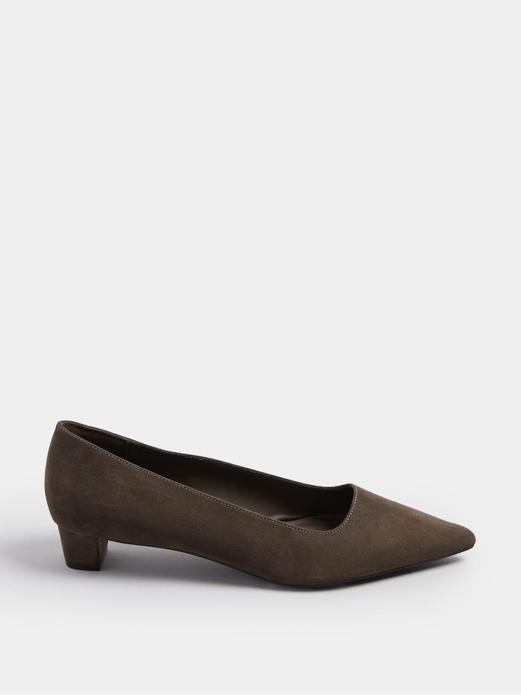 Long Tall Sally Brown Point Block Micro Court Heel Shoes - Image 1 of 6