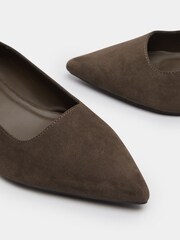 Long Tall Sally Brown Point Block Micro Court Heel Shoes - Image 3 of 6