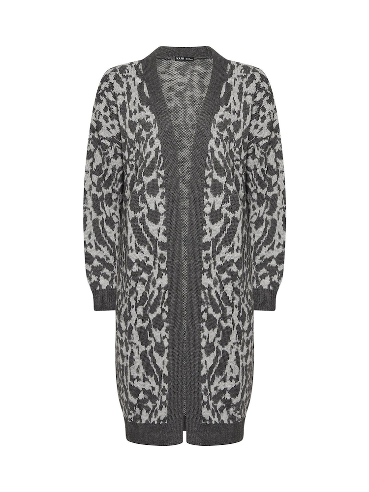 Yours Curve Grey Midi Leopard Cardigan - Image 5 of 5 Yours Curve Grey Midi Leopard Cardigan - Image 5 of 5