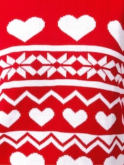 Yours Curve Red Limited Heart Fairisle Pattern Jumper - Image 4 of 5