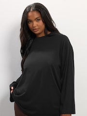 Yours Curve Black Seam Detail Skater Top - Image 1 of 5
