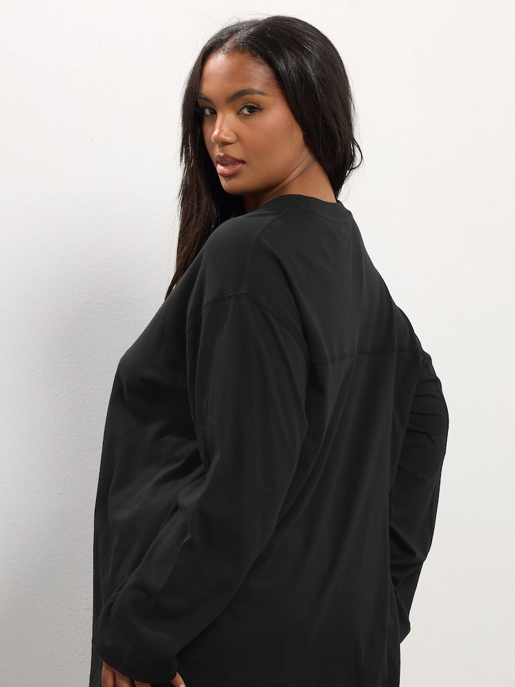 Yours Curve Black Seam Detail Skater Top - Image 2 of 5