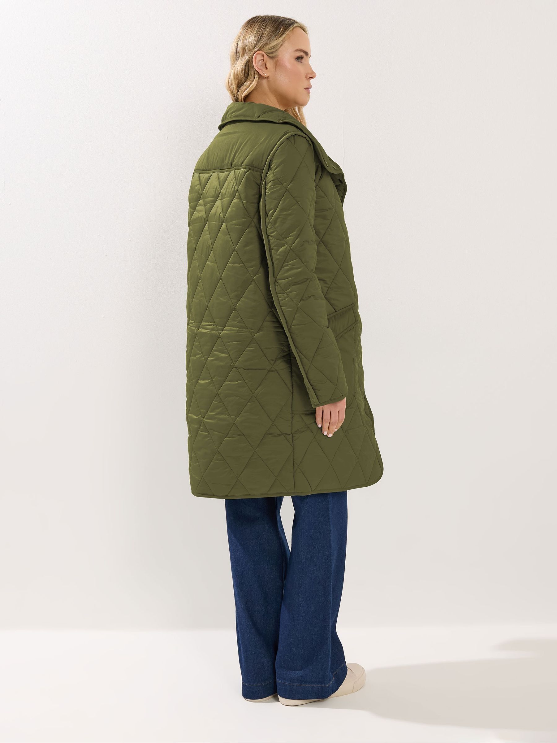 Buy Long Tall Sally Green Quilted Funnel Neck Coat from Next USA