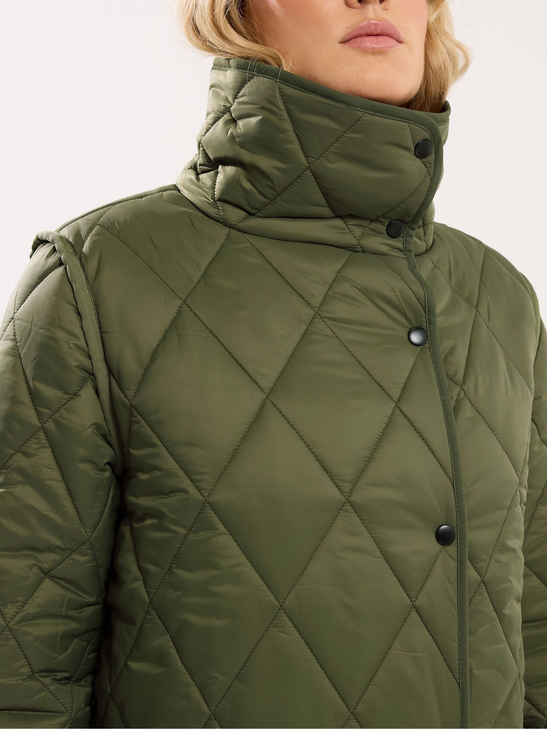 Buy Long Tall Sally Green Quilted Funnel Neck Coat from Next USA