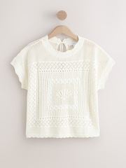 Ecru Cream Shell Pattern Tank Cover-Up - Image 6 of 10