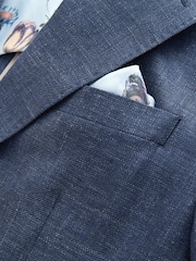 Navy Blue Slim Fit N. Premium 100% Linen Blazer with Kew Gardens Lining - Image 10 of 11