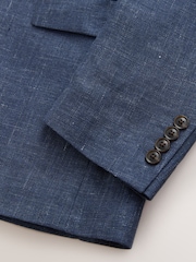 Navy Blue Slim Fit N. Premium 100% Linen Blazer with Kew Gardens Lining - Image 11 of 11