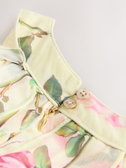 ლიმონის ყვითელი - Baker by Ted Baker Mesh Waterfall Halter Wide Leg Jumpsuit - სურათი 8 9-დან