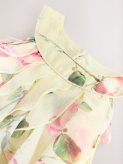 ლიმონის ყვითელი - Baker by Ted Baker Mesh Waterfall Halter Wide Leg Jumpsuit - სურათი 9 9-დან