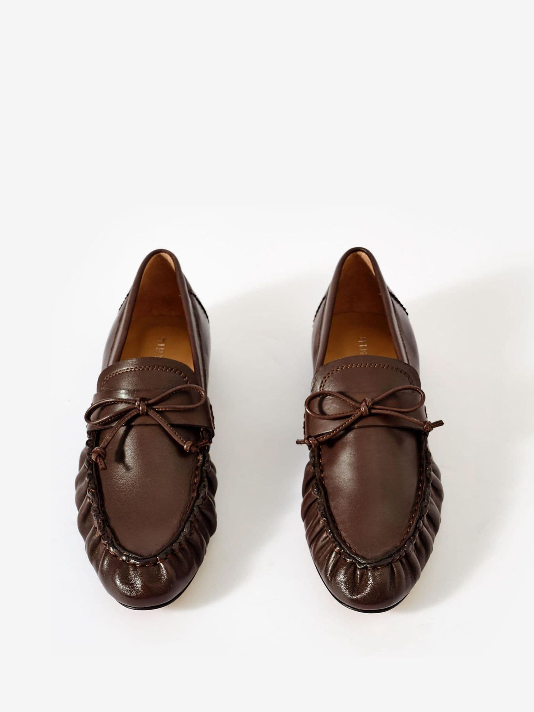 Buy Mint Velvet Brown Imogen Leather Ruched Loafers from Next Romania