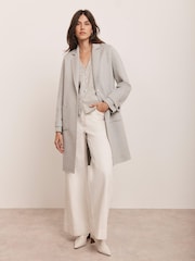 Mint Velvet Grey Wool Blend Hand Finished Midi Coat - Image 3 of 8