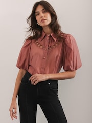 Mint Velvet Pink Pink Puff Sleeve Shirt - Image 2 of 7