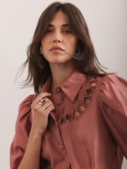 Mint Velvet Pink Pink Puff Sleeve Shirt - Image 3 of 7