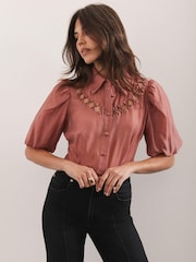 Mint Velvet Pink Pink Puff Sleeve Shirt - Image 4 of 7