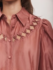 Mint Velvet Pink Pink Puff Sleeve Shirt - Image 5 of 7