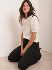 Mint Velvet White Cream Flower Knit Top - Image 1 of 7