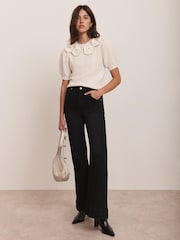 Mint Velvet White Cream Flower Knit Top - Image 3 of 7