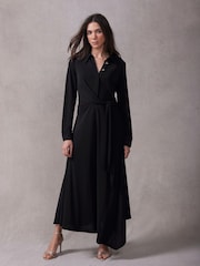 Mint Velvet Black Tie Front Maxi Dress - Image 1 of 8