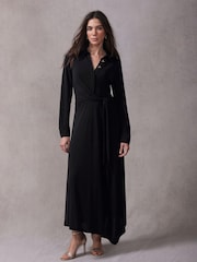 Mint Velvet Black Tie Front Maxi Dress - Image 6 of 8