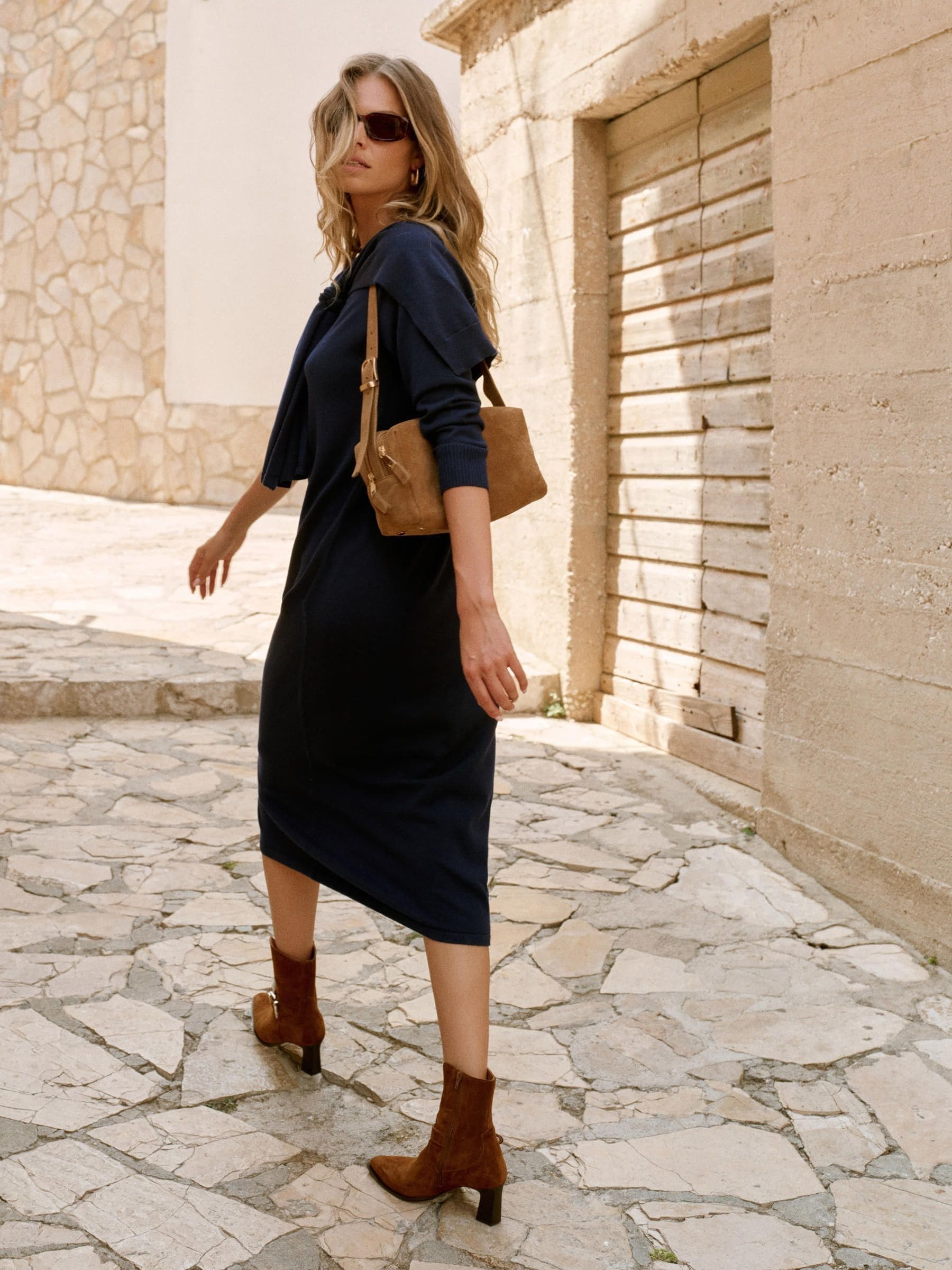 Buy Mint Velvet Blue Navy Knit Scarf Midi Dress from Next USA