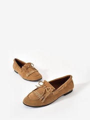 Mint Velvet Natural Melba Neutral Suede Loafers - Image 4 of 5