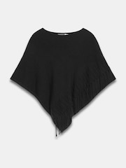 Mint Velvet Black Cotton Blend Fringed Knit Poncho - Image 6 of 7