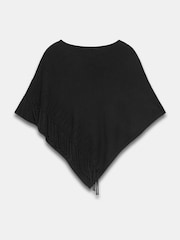 Mint Velvet Black Cotton Blend Fringed Knit Poncho - Image 7 of 7
