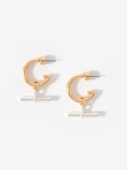 Mint Velvet Gold Tone Mixed Metal Hoop Earrings - Image 1 of 4