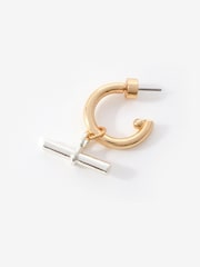 Mint Velvet Gold Tone Mixed Metal Hoop Earrings - Image 3 of 4