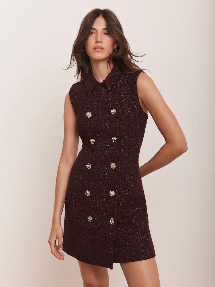 Mint Velvet Red Boucle Mini Shift Dress - Image 1 of 7 Mint Velvet Red Boucle Mini Shift Dress - Image 1 of 7