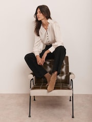Mint Velvet Cream Contrast Satin Blouse - Image 4 of 7