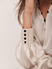 Mint Velvet Cream Contrast Satin Blouse - Image 5 of 7