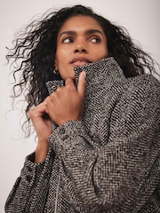 Mint Velvet Black Textured High Neck Jacket - Image 3 of 8