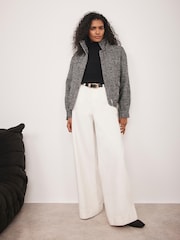 Mint Velvet Black Textured High Neck Jacket - Image 4 of 8