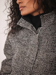 Mint Velvet Black Textured High Neck Jacket - Image 5 of 8
