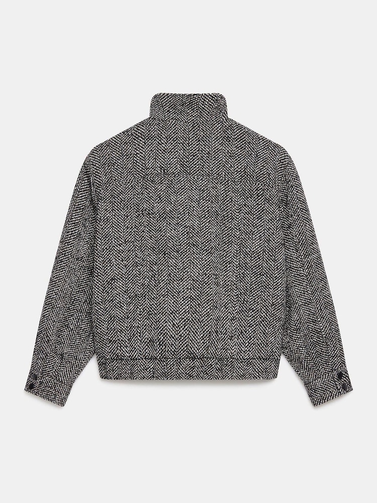 Mint Velvet Black Textured High Neck Jacket - Image 8 of 8