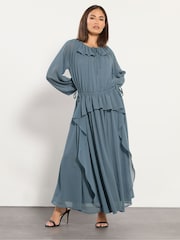 PixieGirl Petite Blue Frill Tie Waist Dress - Image 2 of 5