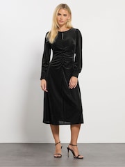 M&Co Petite Keyhole Velvet Dress - Imagem 1 de 5