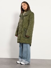 PixieGirl Petite Green Quilted Midi Coat - Image 3 of 6
