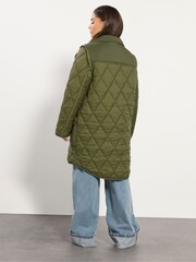 PixieGirl Petite Green Quilted Midi Coat - Image 4 of 6
