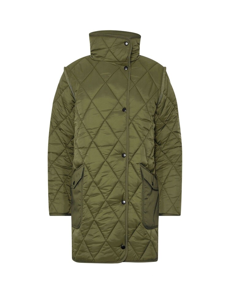 PixieGirl Petite Green Quilted Midi Coat - Image 6 of 6