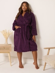 Yours Curve Red Fluffy Shawl Collar Robe - Image 2 of 5