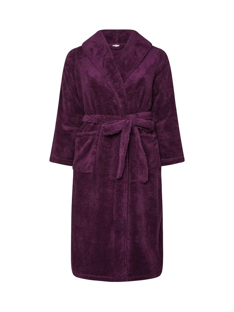 Yours Curve Red Fluffy Shawl Collar Robe - Image 5 of 5 Yours Curve Red Fluffy Shawl Collar Robe - Image 5 of 5