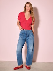 Roz - Lace V-Neck Short Sleeve Waistcoat - Imaginea 2 din 10