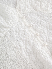 Ecru - Lace V-Neck Short Sleeve Waistcoat - Imaginea 9 din 10