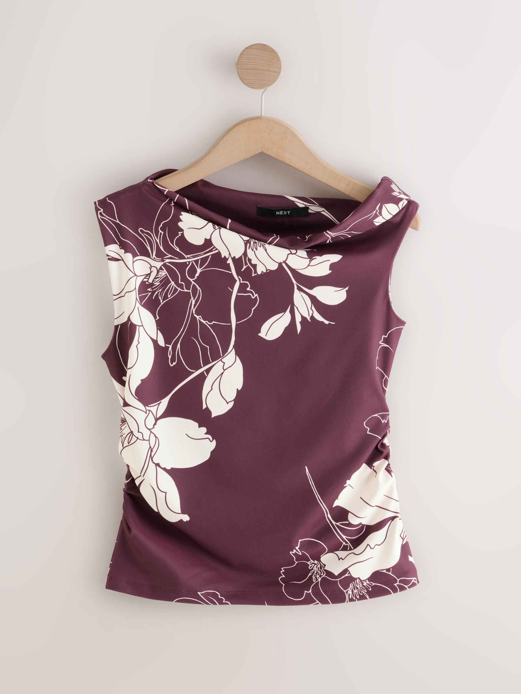 Buy Plum Floral Print Asymmetric Shoulder Sleeveless Top from Next USA