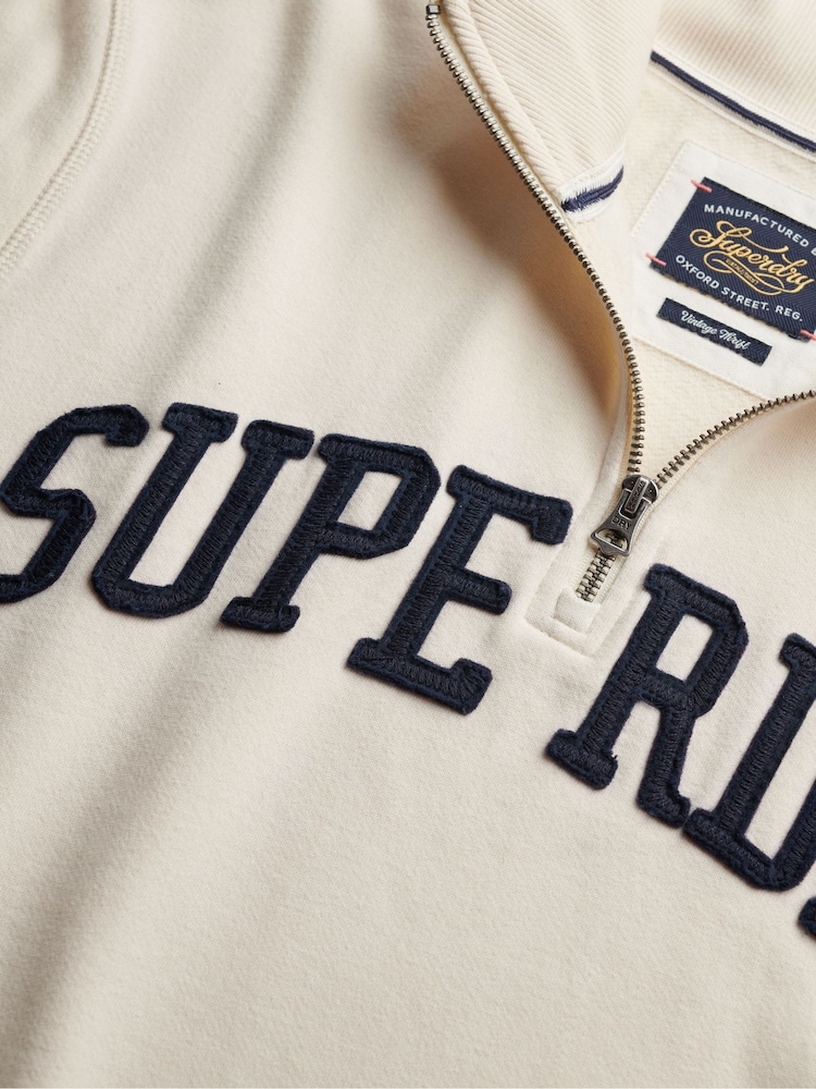 Superdry White Athletic Essentials Applique Half Zip Sweatshirt - Image 7 of 7 Superdry White Athletic Essentials Applique Half Zip Sweatshirt - Image 7 of 7