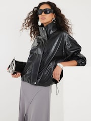 River Island Faux Leather Funnel Neck Jacket - Imagen 3 de 4